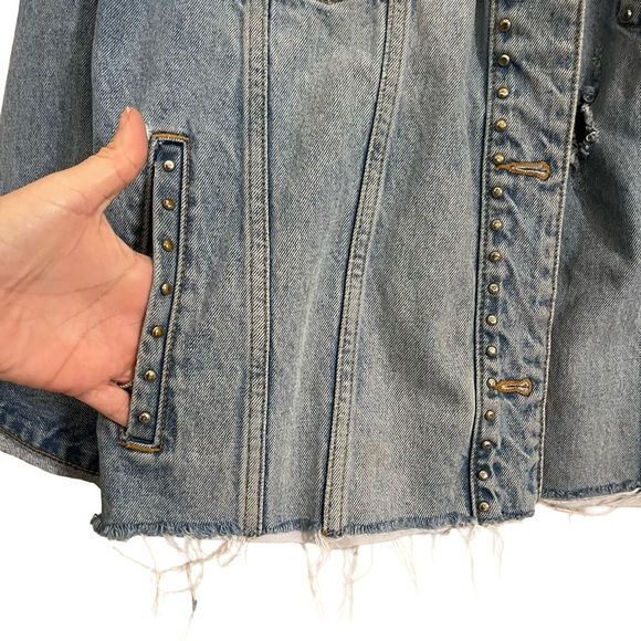 Free People Blue Studded Denim Jacket - Picture 9 of 13